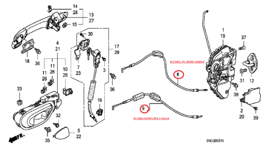 Door Cable Honda Civic 2009	